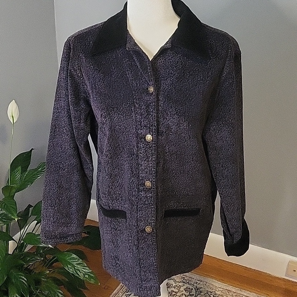 Bill Blass Blassport Women's Vintage Blue Cotton Corduroy Shirt Jacket- Size S